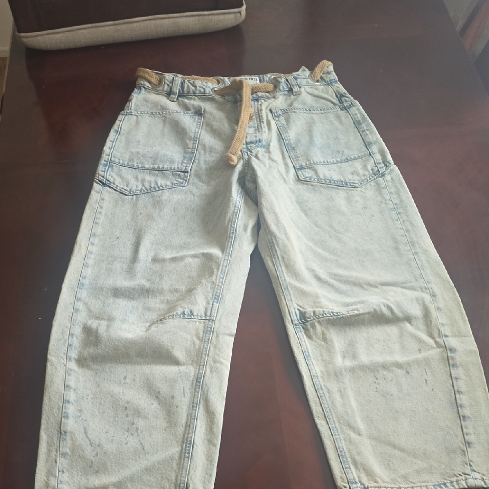 We The Free Blue Boyfriend Jeans Distressed Casual